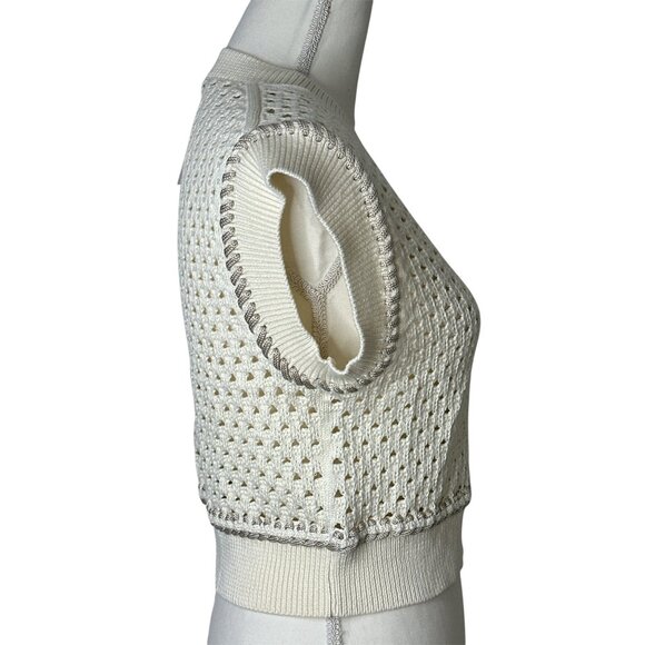 Guest In Residence Mesh Crop Vest in Cream Small New Womens Knit Tank Top - Picture 6 of 15